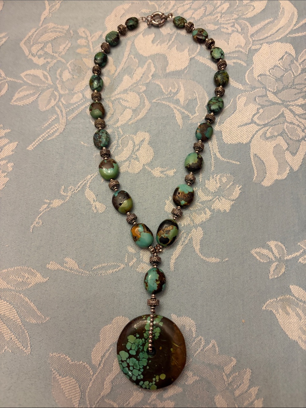Stone Bead Pendant Necklace - Green Statement Necklace